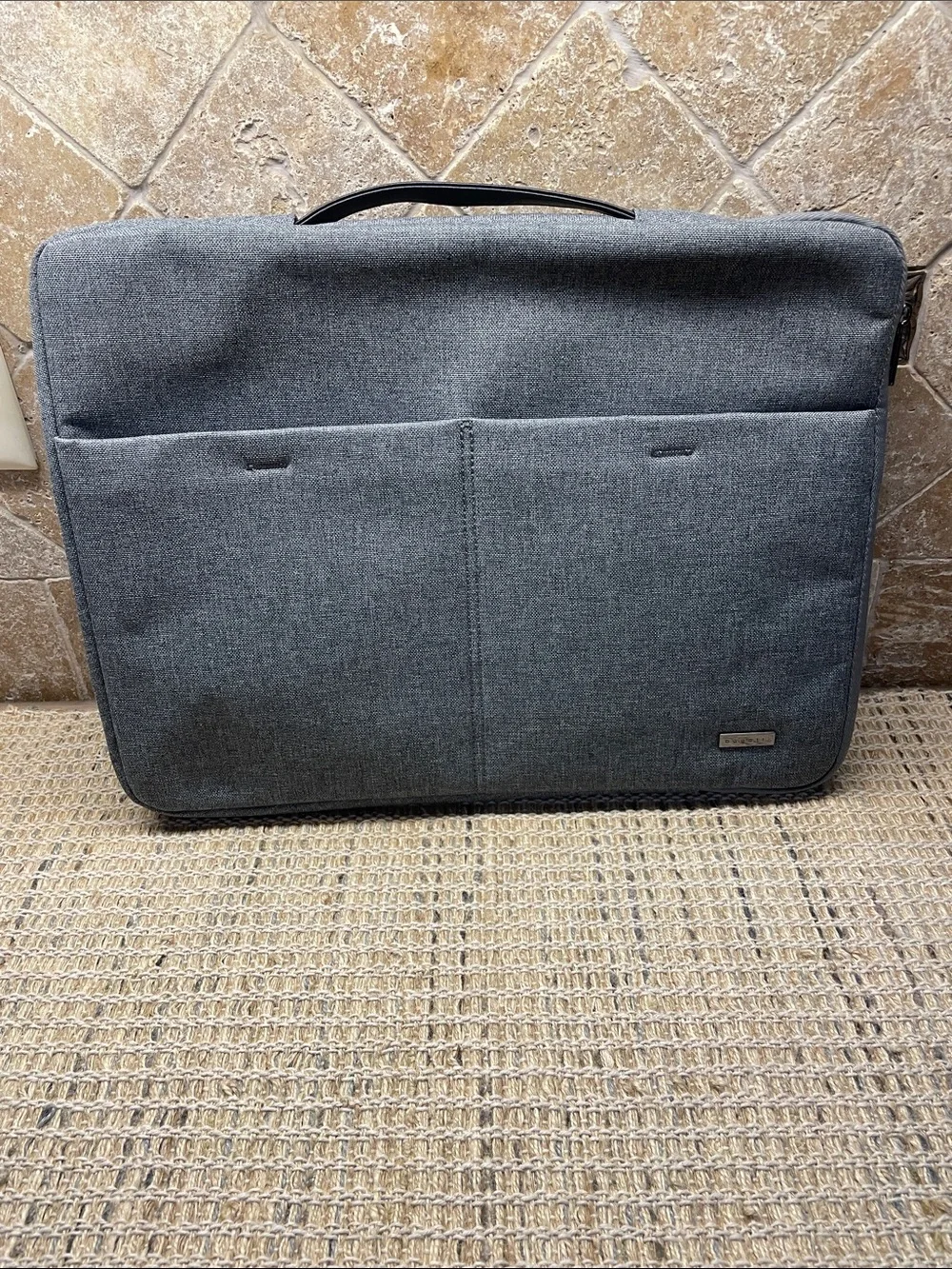 Bugatti Gray Slim Laptop Briefcase with Front Pockets